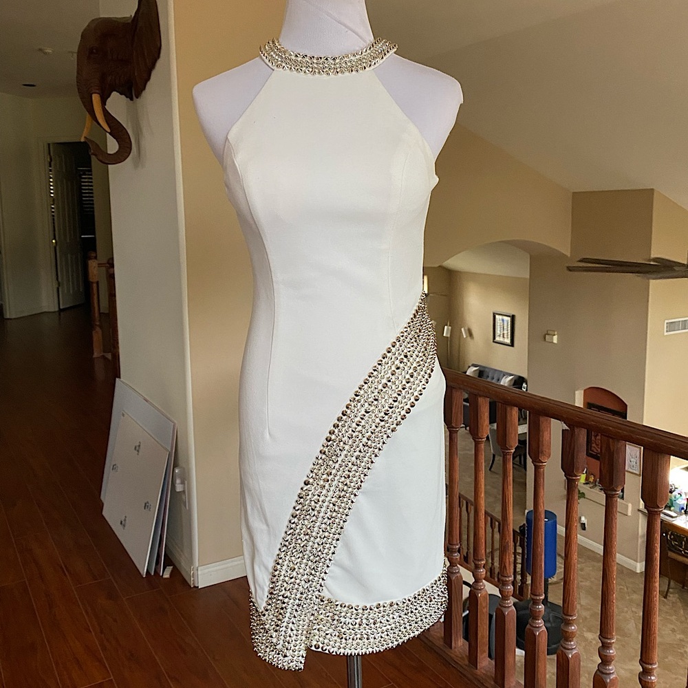 Beautiful White and Gold Cocktail Dress